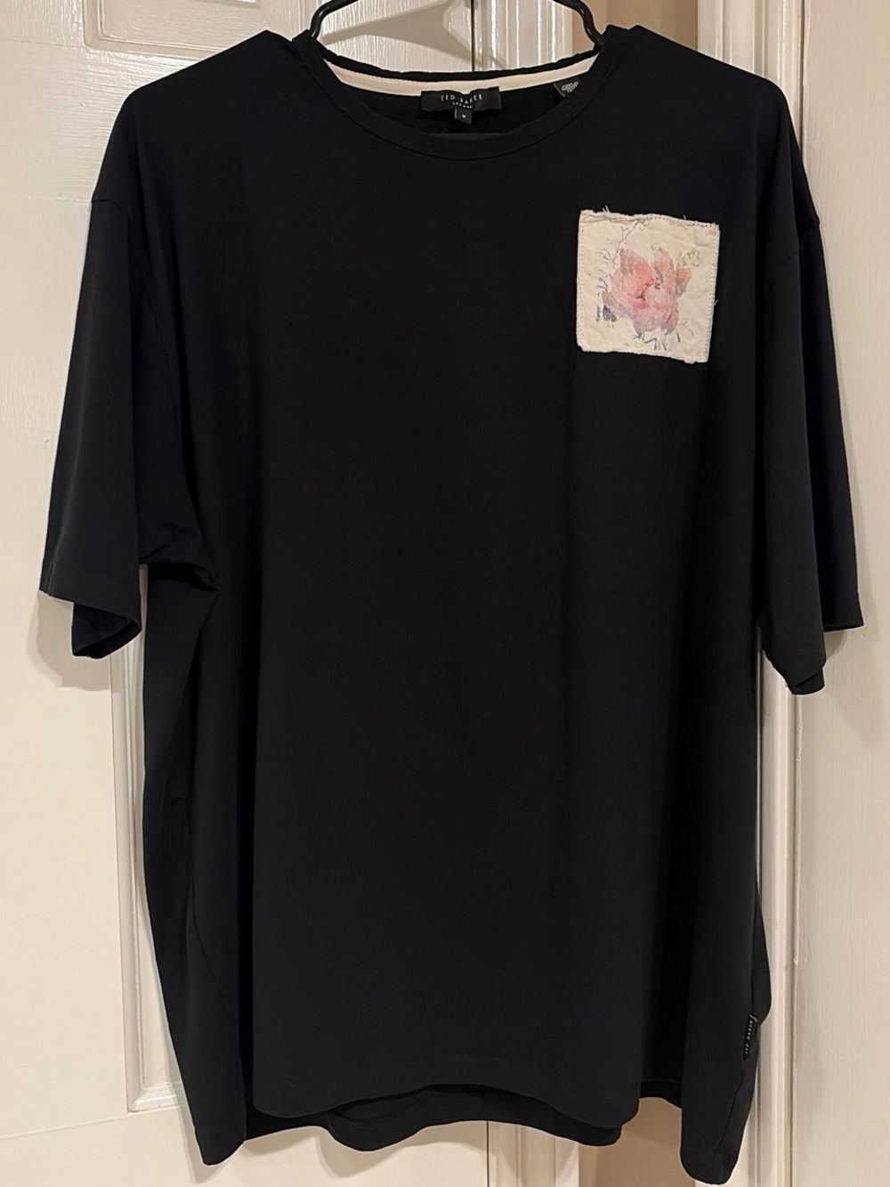 Ted Baker Black Short-Sleeve Tee with Floral Patch